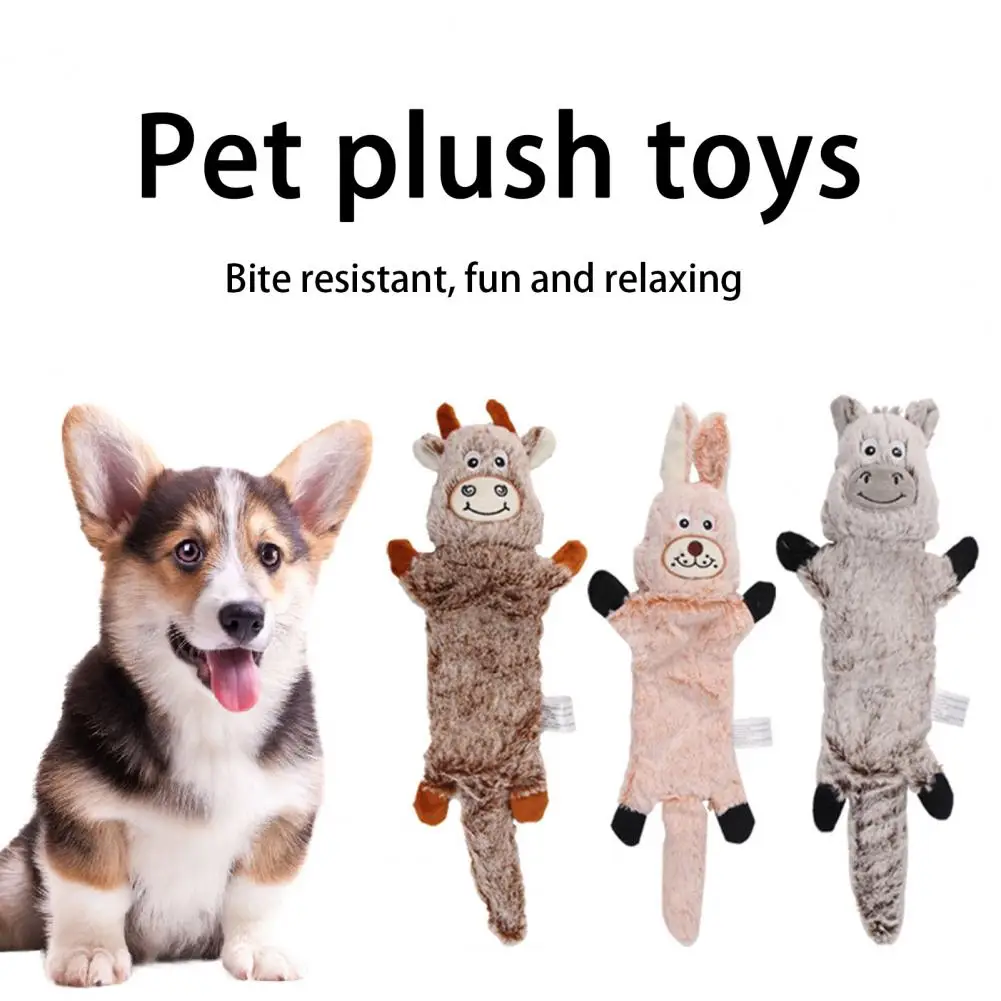 Teeth Cleaning Polyester Rabbit/Cow/Donkey Squeaky Animal Plush Doll for Outdoor