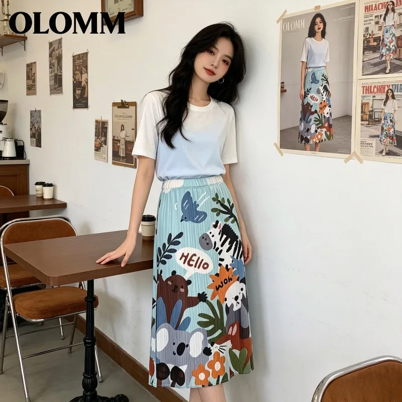 Miyake Pleated 2026 Summer New Original Digital Print Fashion Pleated Straight Slim Fit Casual Elegant Versatile Skirt Pleat