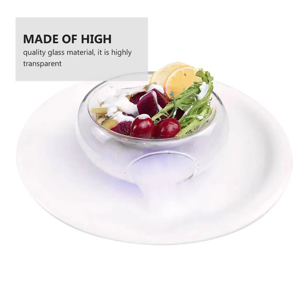 

Creative Transparent Glass Salad Bowl Molecular Cuisine Dry Ice Fruit Vegetable Serving Bowl for Hotel Restaurant
