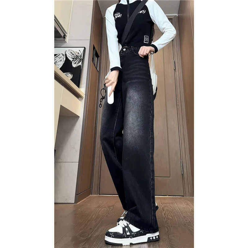 

Graduated Wash Men's Jeans Straight Leg Wide Leg Pants Micro Flared Long Pants Spring Autumn American High Street CleanFit