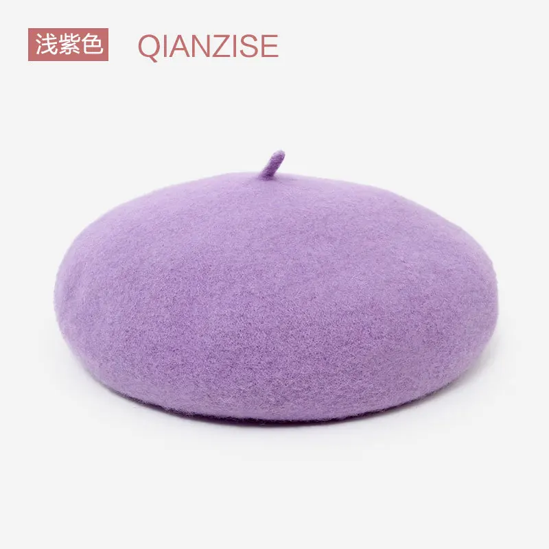 Purple Color Beret Japanese Wool Hat Retro Painter Hat Bud Hat Autum Winter Vintage Caps Keep Warm Cute Casual Hat Women Beret