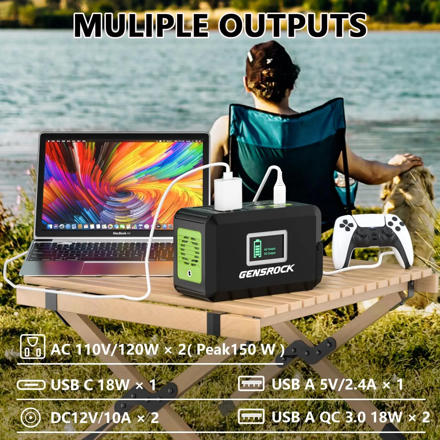 Portable Power Station, 88Wh Solar Generator(Solar Panel Not Included), Lithium Battery Power Bank with 110V/150W Peak AC Outlet