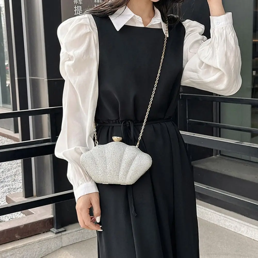 

French Shell Shape Evening Banquet Bag Rhinestone Wrist Bag Box Handbag Shoulder Bag Crossbody Bag Ladies Clutch Bag Wedding