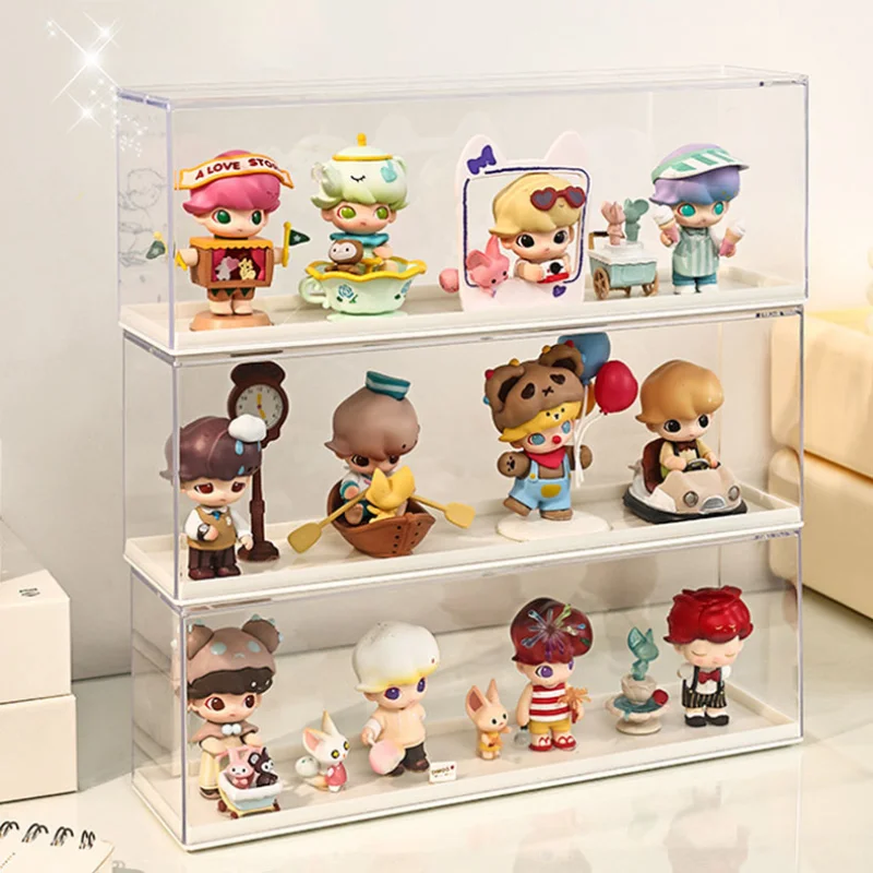 Clear Acrylic Display Case 1/2 Layer Dustproof Anime Doll Car Trucks Vans Model Box Collection Storage Countertop Show Box