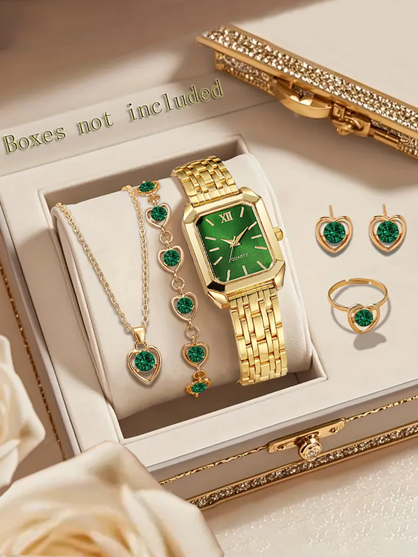 Ladies Compact Quartz Watch Set with Embedded Jewelry Not including Birthday Gift Ideal Birthday Present