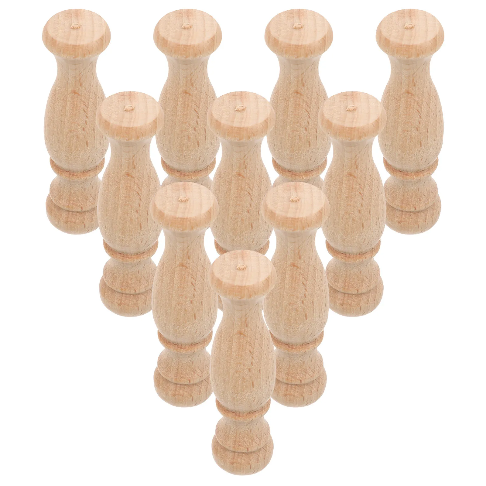 10Pcs Solid Wood Roman Pillars Miniature Balusters for Courtyard Garden Park Decorative Railing Staircase DIY Craft Wood