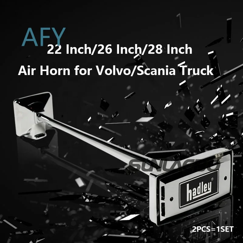 2025 150dB Truck Train Square Hadley Trumpet Chrome Air Horn Kit for Truck for Heavy Duty Commercial Vehicles for Semi