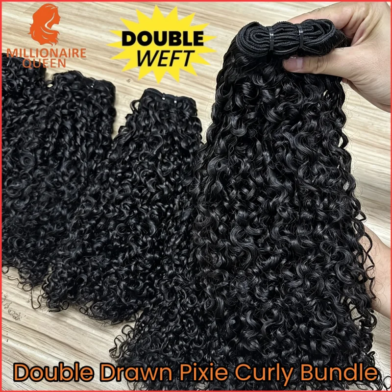 Millionaire Queen Burmese 3B3C Pixie Curly Hair Bundles 100% Virgin Human Hair Extensions Sew In Quick Weave Extension On Sale