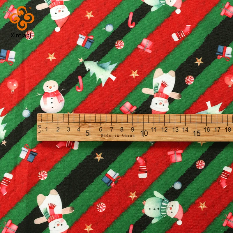 0.5m/1m/2m Stripes Christmas Fabric DIY Sewing Cartoon Print Holiday Christmas Cane Socks Pattern Bag Tablecloth Decoration