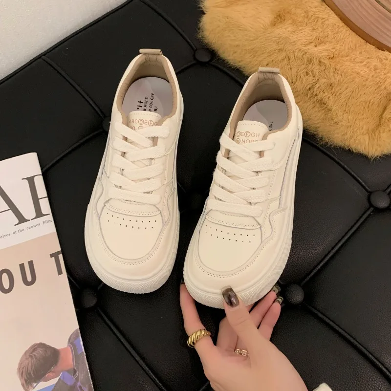 Little White Shoes Women Sneakers 2024 New Breathable Genuine Leather Women\'s Shoes Casual Sports Board Shoes Sneaker Adult