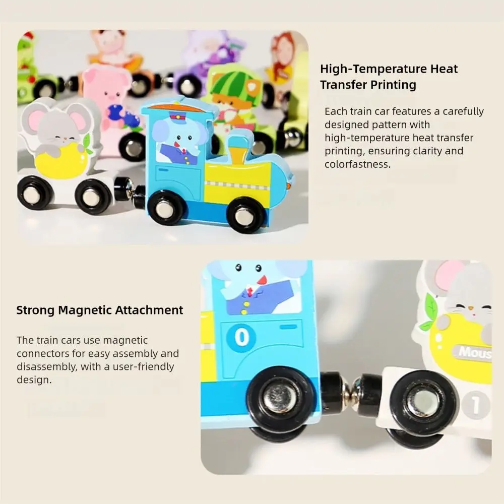 Numéro magnétique coloré Train jouets numéro dinosaure fruits animaux bricolage Train modèle Montessori Cognition en bois