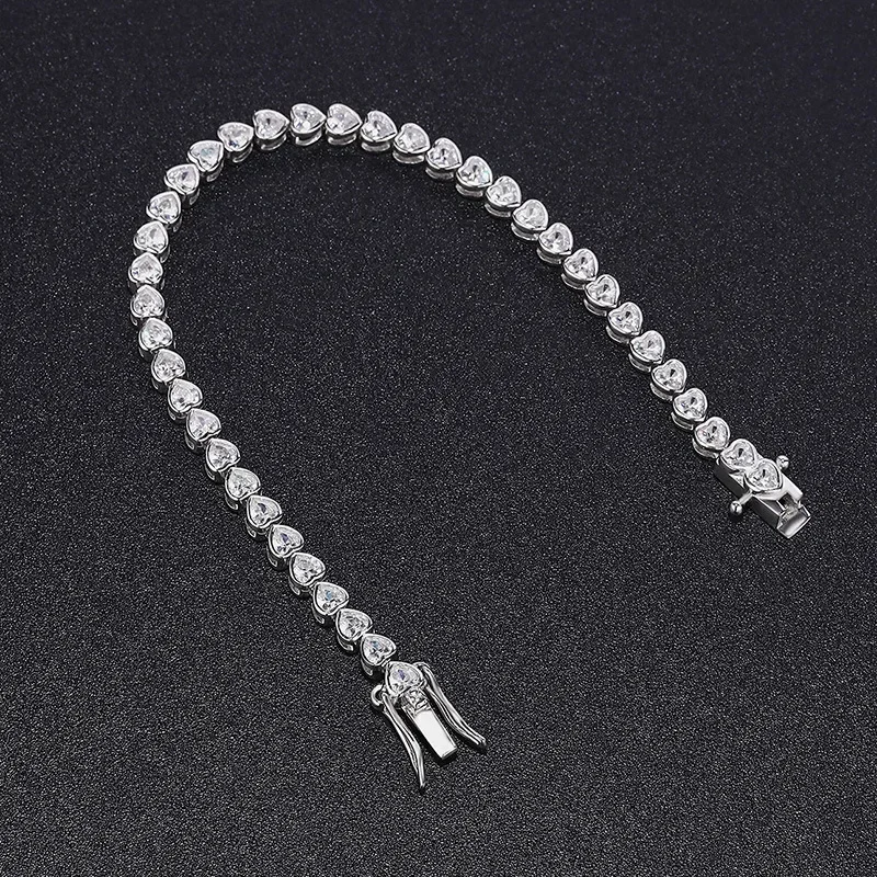 100% 925 Sterling Silver 5A Zircon Bracelets for Women Lucky Bubble Bangles Lover Hand Chain Wedding Birthday Party Gift Jewelry