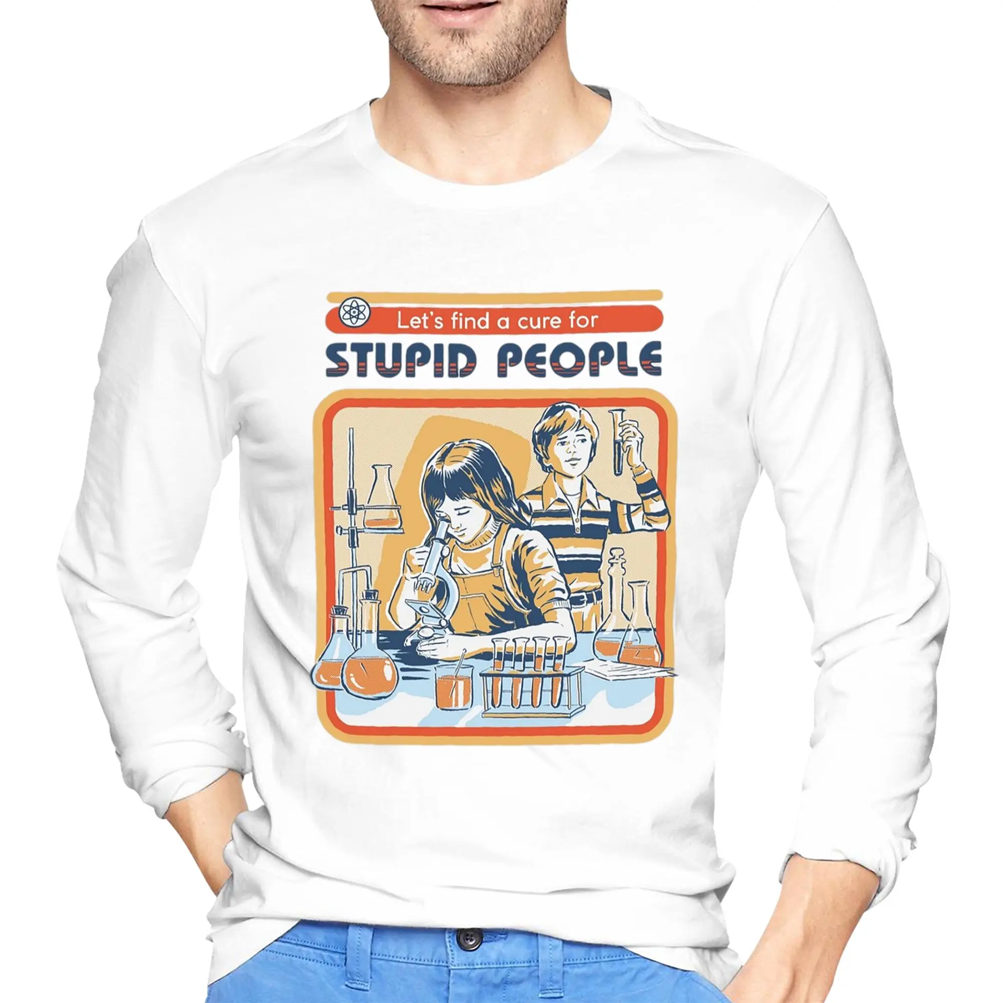 

Мужская футболка с длинными рукавами A Cure For Stupid People, модные футболки с круглым вырезом, весенние и осенние мужские топы