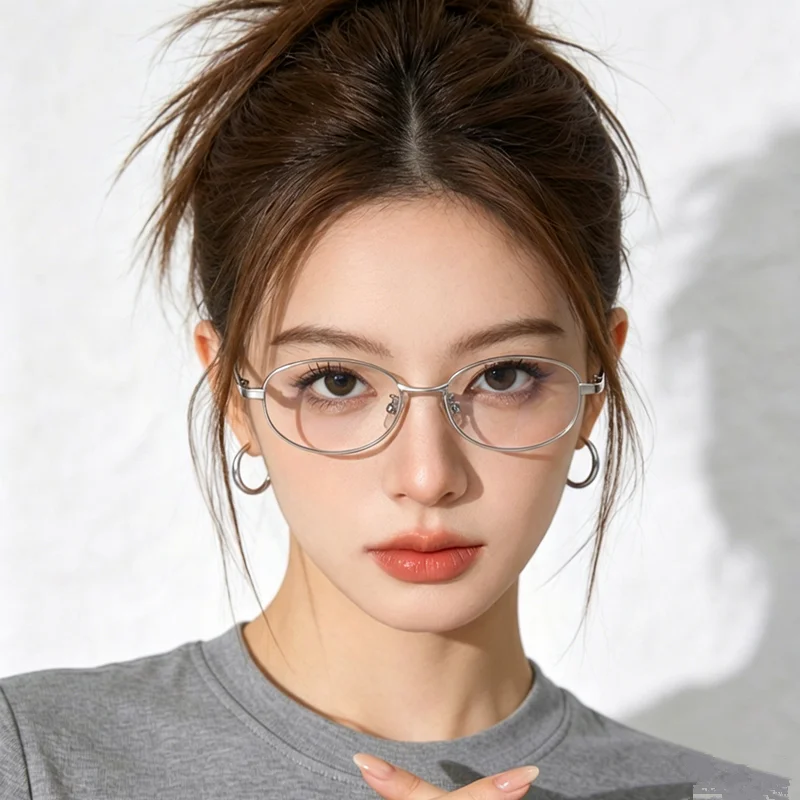 Ultra light small frame height number myopia glasses for women, small face pure titanium glasses frame prescription with glasses