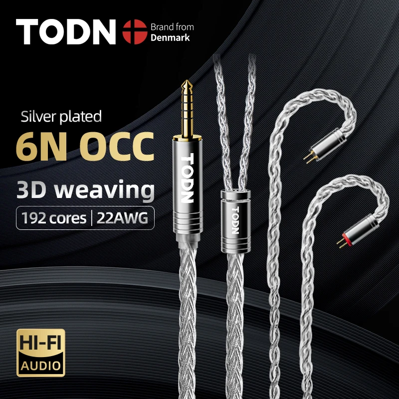 TODN  HiFi Audio earphone cable 8 Core Silver Plated OCC iem Cable MMCX 2Pin 4.4mm 3.5mm aux jack for Carat Tangzu Fudu HOLA