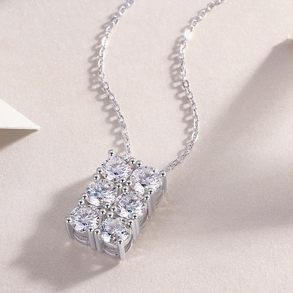 Moissanite Diamond Necklace for Women 1.8 CT 925 Sterling Silver Pendant VVS1 Excellent Cut D Color Fine Jewelry Wedding- Luxury