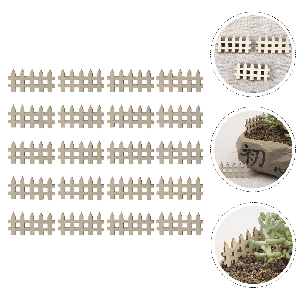 

40Pcs Mini Fence Wooden Flexible Decorative DIY Miniature Garden Fairy Bonsai Fence Landscape Ornament Bonsai Decor