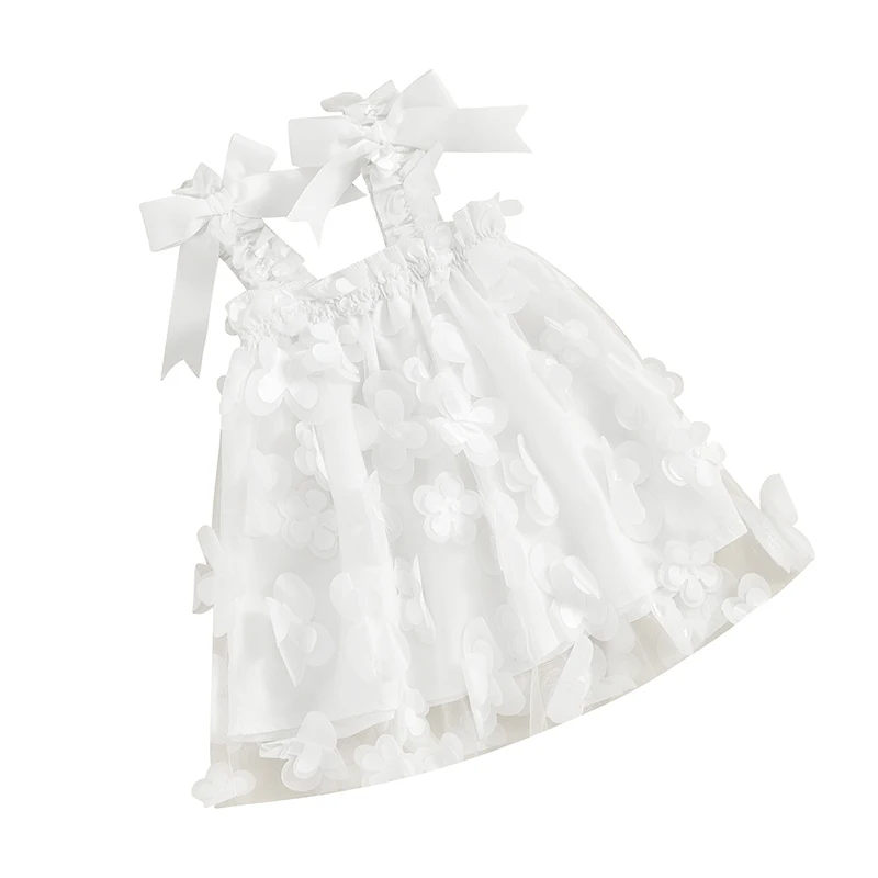 Beqeewll-vestido de princesa para menina, sem mangas, 3d, borboleta, flor, festa, tule, fada, para o verão