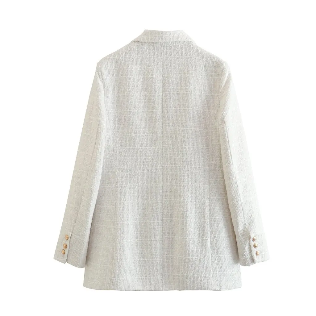 

Zaura женская двубортная шерстяная текстурированная куртка осенне-зимний костюм в европейском и американском стиле