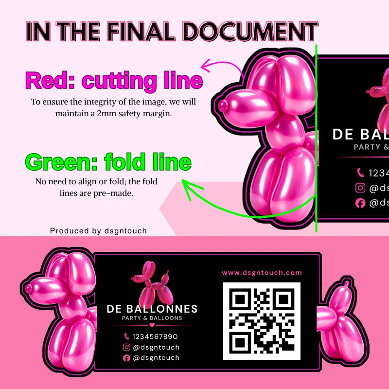 Business Cards For Party Decorations 300GSM Tri Fold Balloon Shape Printed Card Glossy Matte Lamination