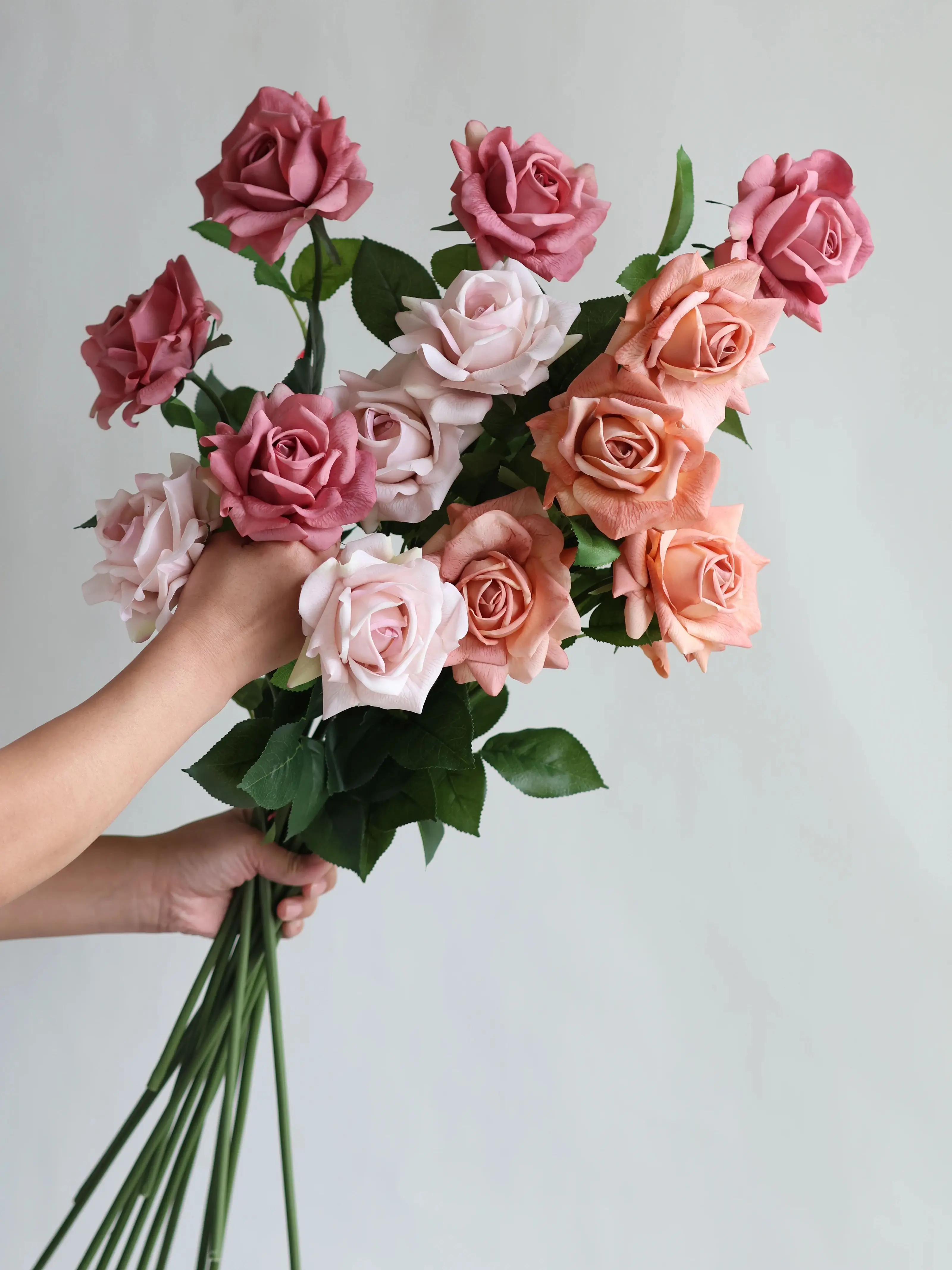 

Faux Dusty Rose Pink/Blush Real Touch Roses/Brown Orange Artificial Garden Roses, DIY Wedding Bouquets/Home Decors, Holiday Gift