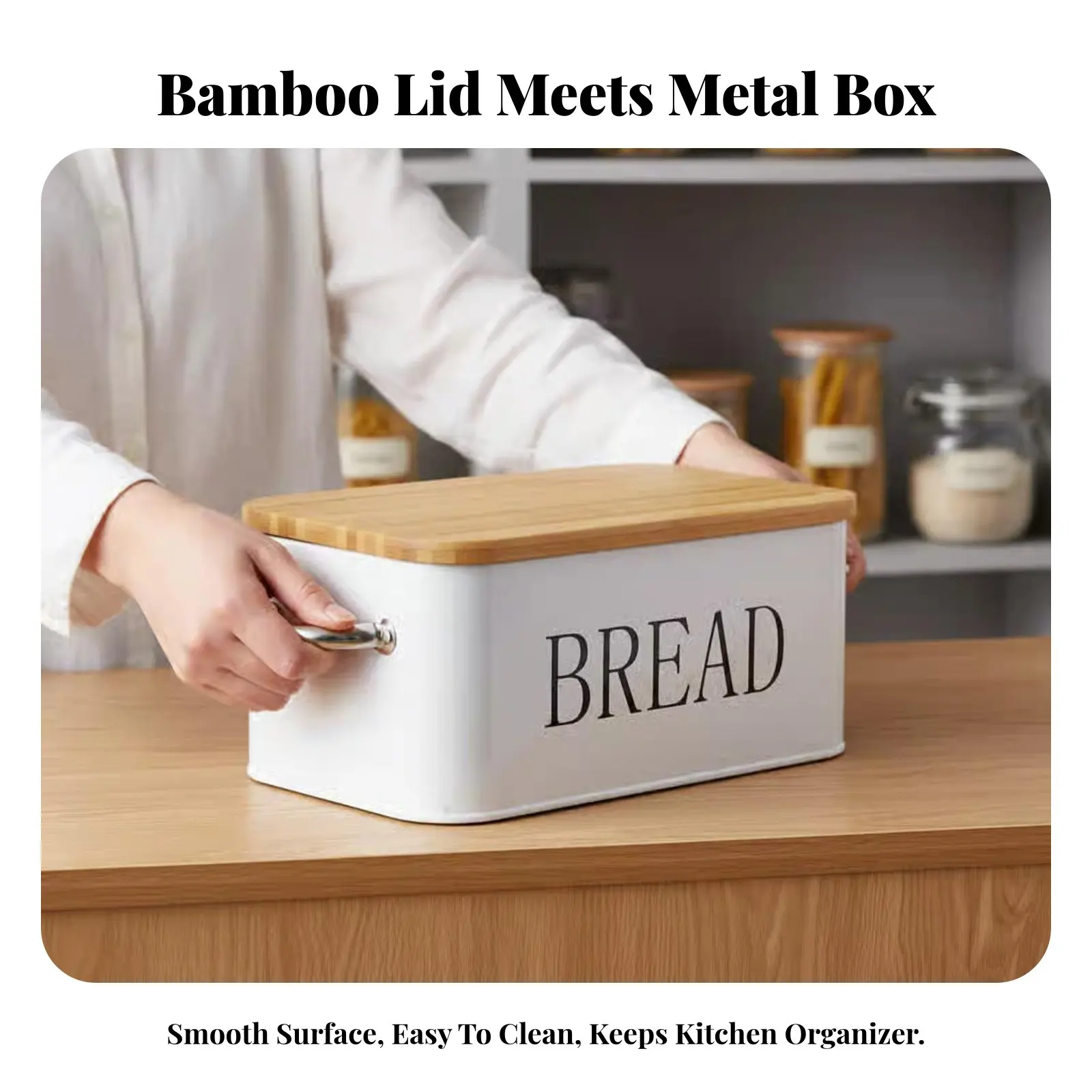 Obrázek 5: Chléb úložný 2-in-1 design kov chléb bin sturdy food-safe pro kuchyň počítadlo