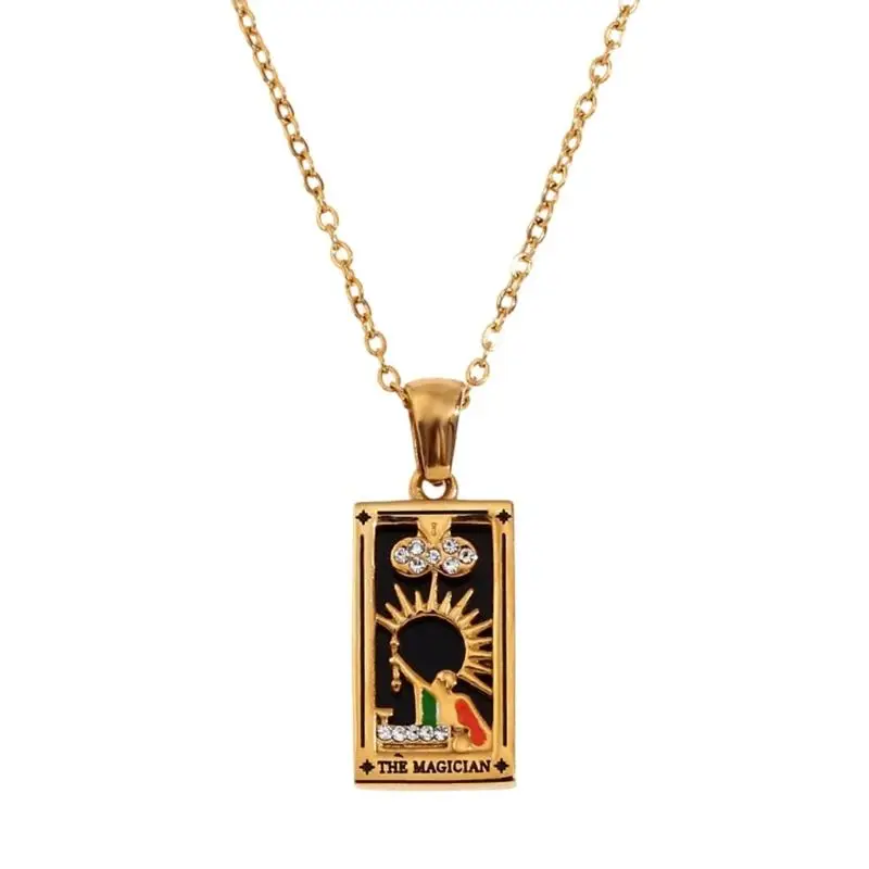 31BB Classical Tarot Card Inspired Pendant Necklace With Intricate Star Designing