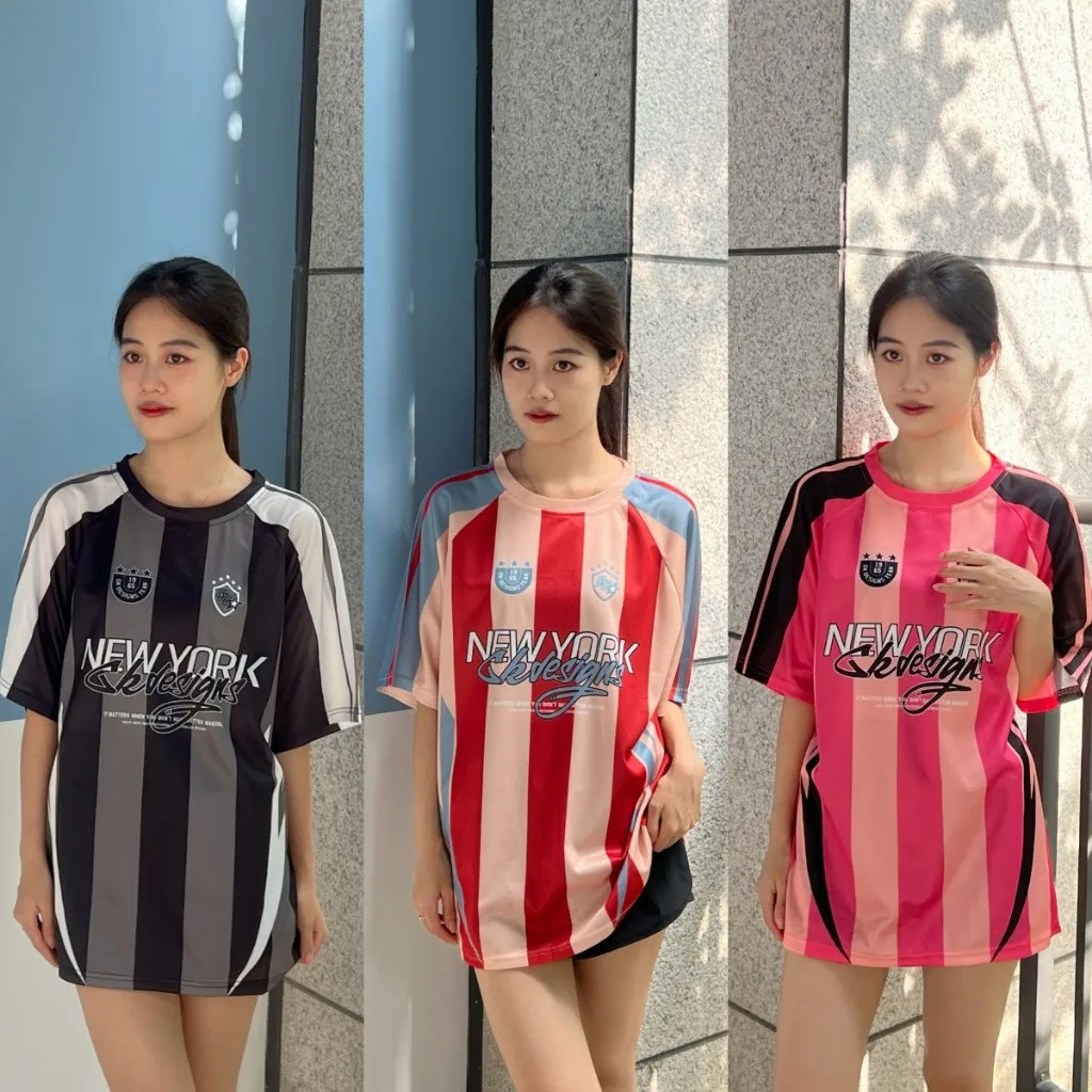 

Hot Selling New Striped Letter Printed Round Neck Short Sleeved Sports Style Casual Versatile T-Shirt High-Quality Popular Tops