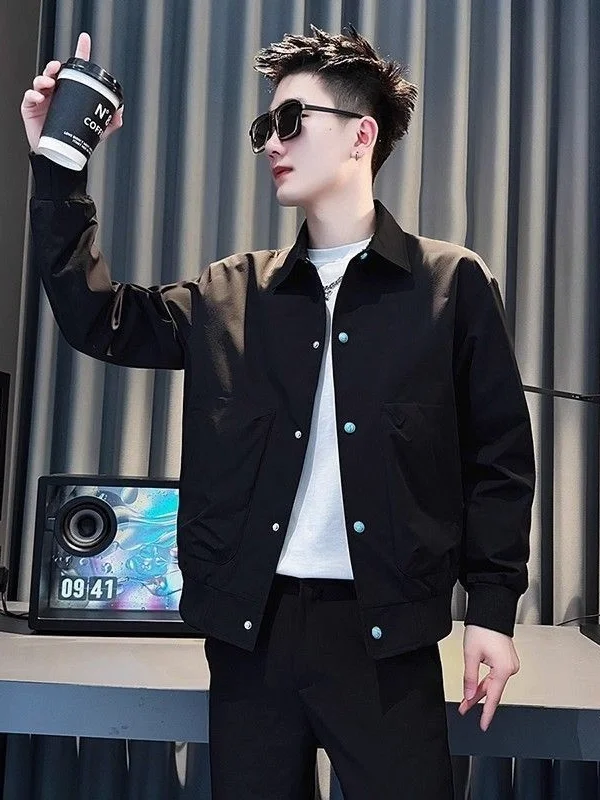 

2025 New Men's Workwear Jaet Trendy Slim Fit Cotton Spring Autumn Casual Outerwear Faionable M Coat Youth Sle