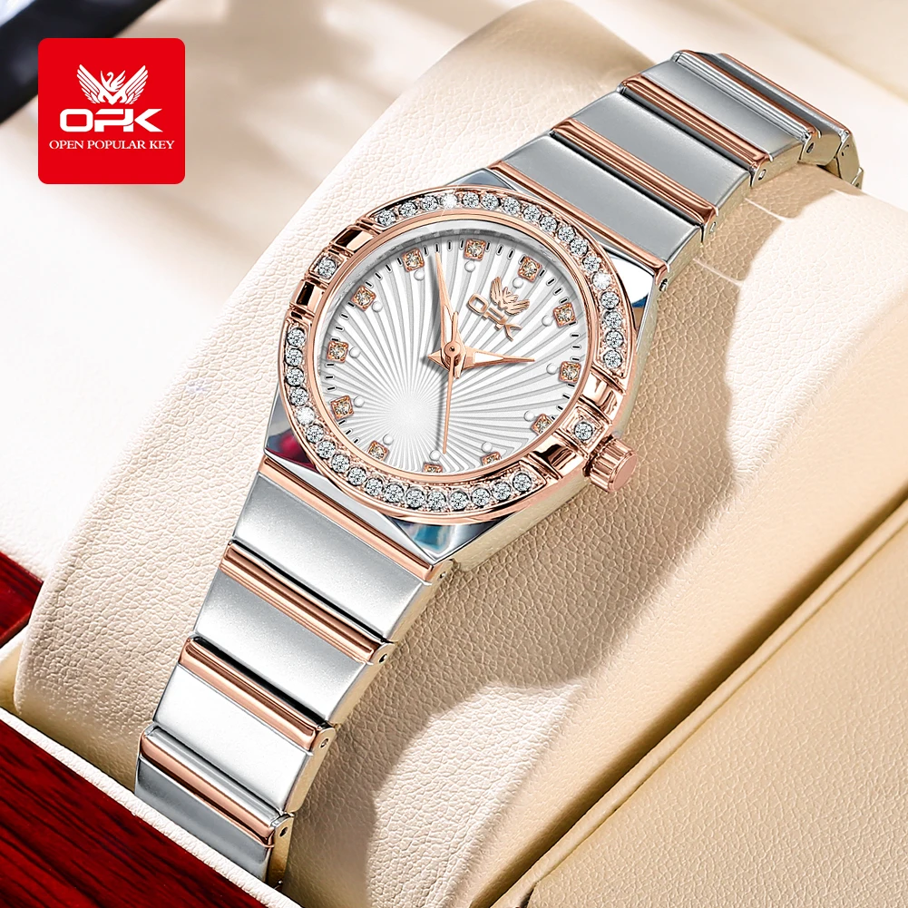 OPK Women's Watches 6042 Luxury Fashion Original Quartz Watch for Lady Elegant Small Dial Waterproof Stainless Steel Luminous