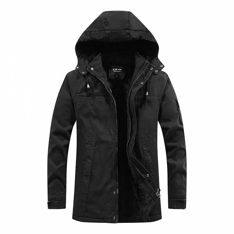 

Men's New Spring and Autumn Mid Length Loose Standing Collar Hooded Cotton Top Youth Men's Coat