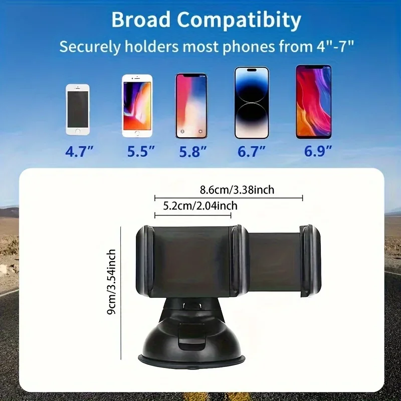 Car Dashboard Bracket - Silicone Suction Cup Multi-Function Universal Phone Stretch Holder