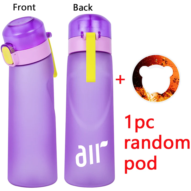 1 st Lucht Waterfles Met 1 st Willekeurige Smaak Pod Sport Mode Stro Plastic Beker Lekvrij voor Outdoor Sport Fitness