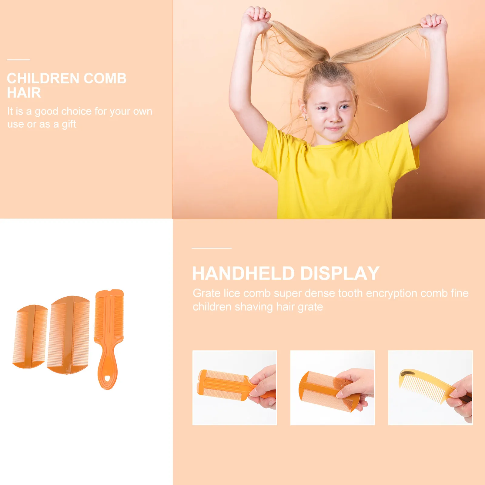 

Набор из 3 расчесок с мелкими зубьями от перхоти, двусторонний массажер для кожи головы, пластиковая антистатическая расческа для снятия головной боли, оранжевый цвет