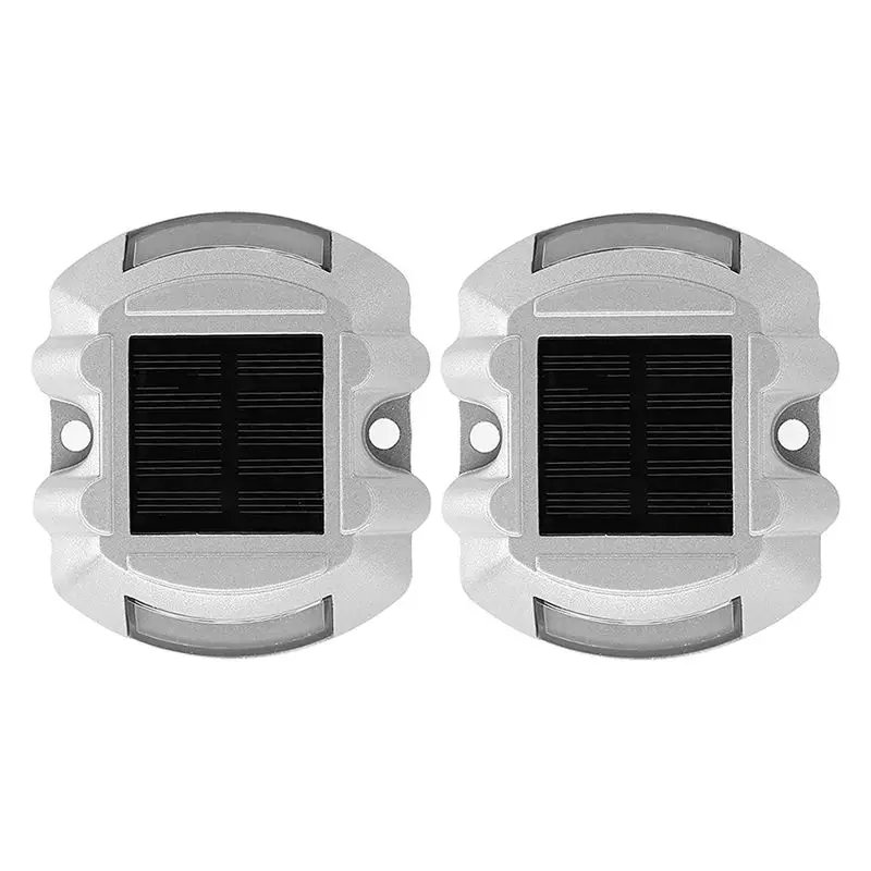 Reusable Solar Road, 4Pcs 6 LED Stud Lights Ground Garden Lawn Path Deck Dock White Warning Lights(4Pcs)