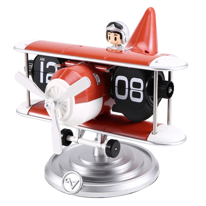AT02-Retro Turnover Desk Clock, 24-Hour Automatic Mechanical Turnover, Stainless Steel, Suitable For Home And Office.