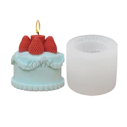 3D Strawberry Cake Shape Silicone Candle Mold DIY Handmade Chocolate Soap Plaster Epoxy Craft Making Tools Ice Cube Baking Molud