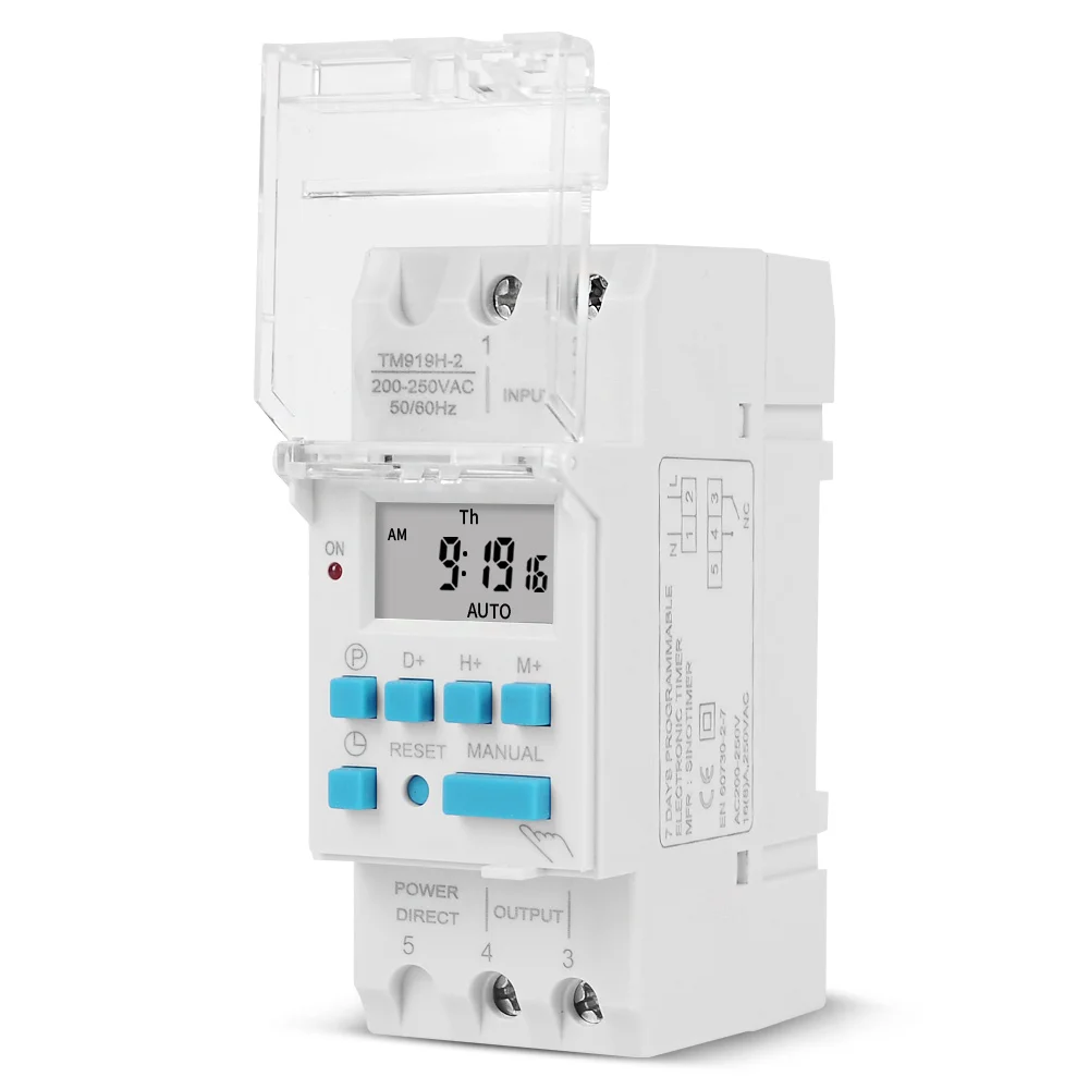 Nuovo TM919H elettronico settimanale 7 giorni programmabile interruttore orario digitale relè controllo Timer AC 220V 230V 16A montaggio su guida Din