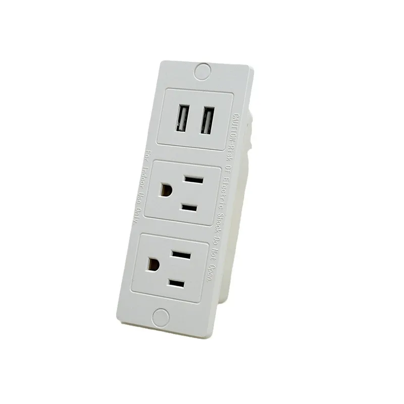 Desktop Recessed Power Strip Counter top Cabinet Extension Power Strip Hub 2 Power Outlets &2 USB Ports