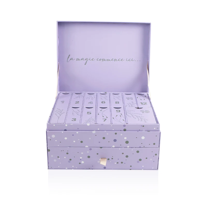 2025.New Design Double Drawer Calendar Gift Box 24 Day Cosmetics Nail Polish Packaging Advent Calendar Box With Custom logo