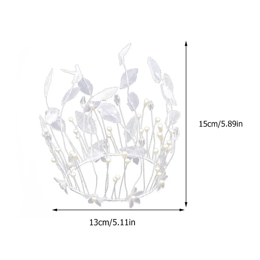 1Pcs Cake Crown Decoration White Pearl Leaf Cake Topper Birthday Party Festival Baking Ornament Baking Ornament
