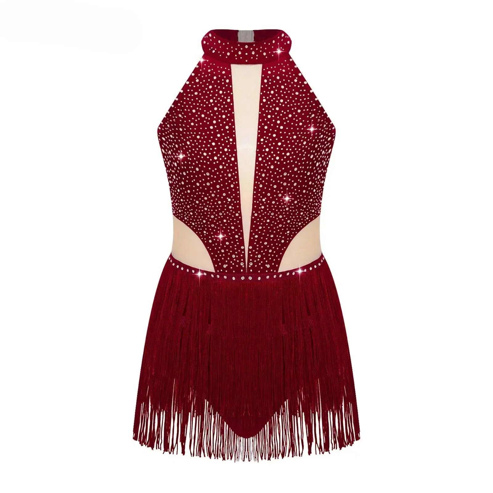 Niños Niñas Ballet danza leotardo Rhinestone borla mono vestido gimnasia patinaje artístico traje de actuación latina Ropa de baile
