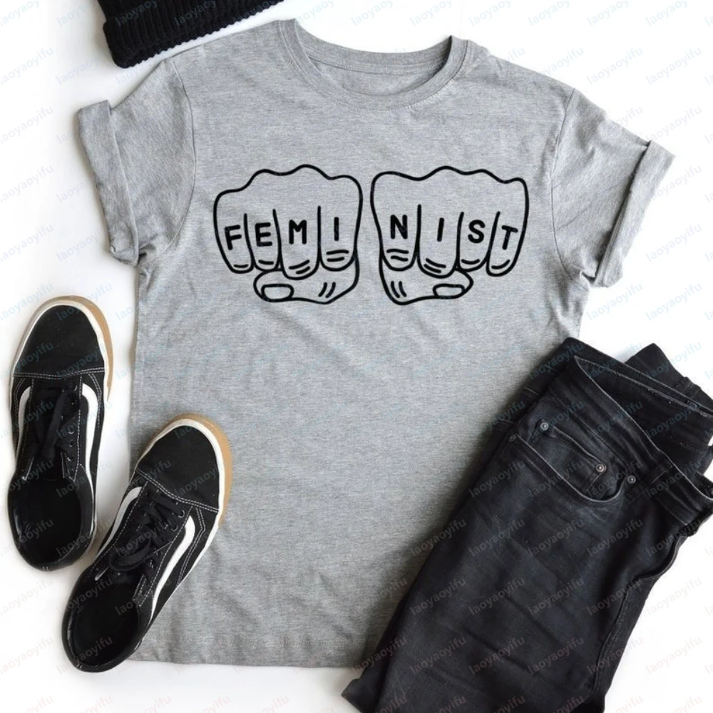 Empowering Feminist Shirt in Soft Combed Cotton Graphic T Shirts Women Clothes Funny Outdoors High Quality Cotton Short-sleev