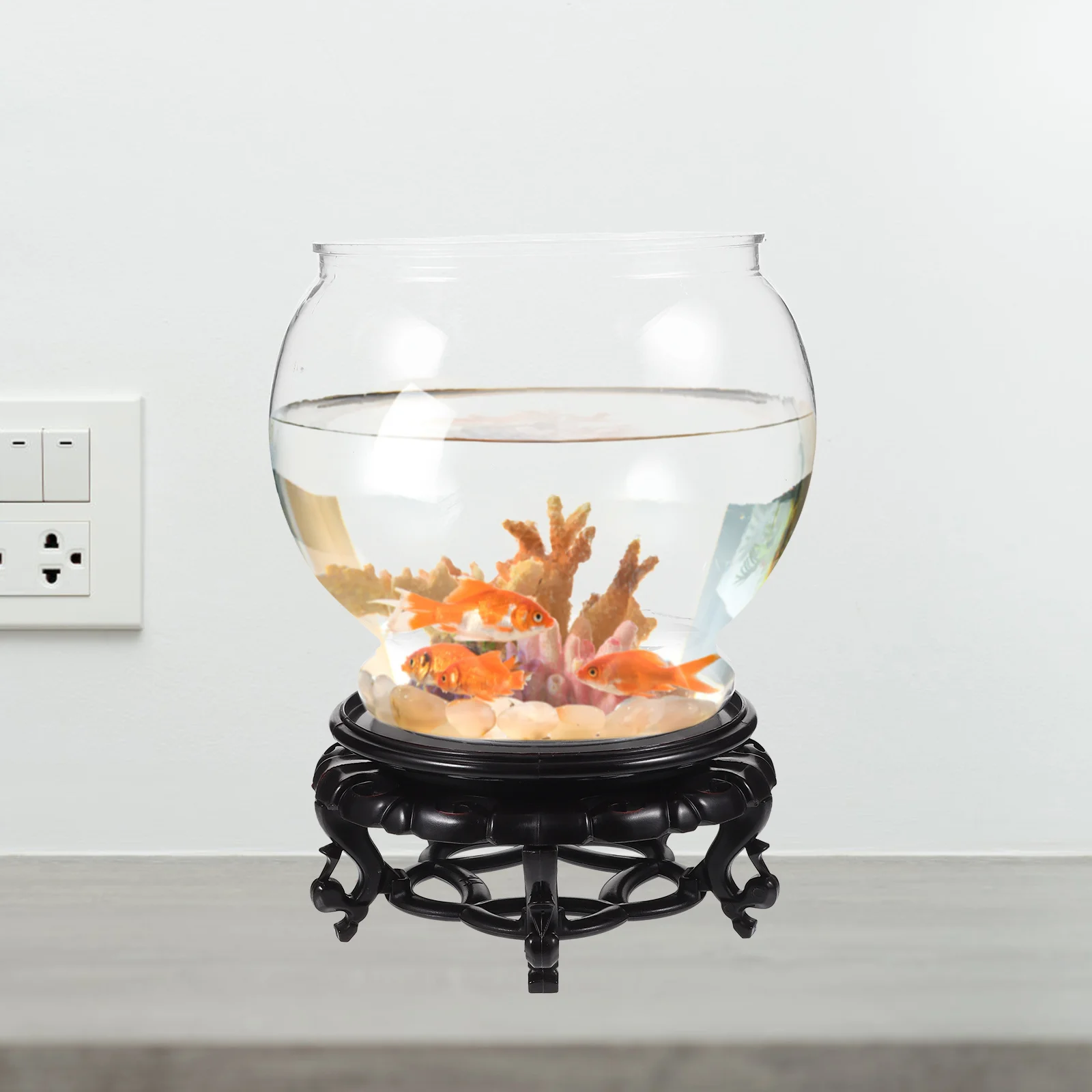 

Transparent Plastic Fish Tank Large Capacity Stable Base for Small Fish Desktop Office Aquarium Bowl Goldfish Aquarium Tank