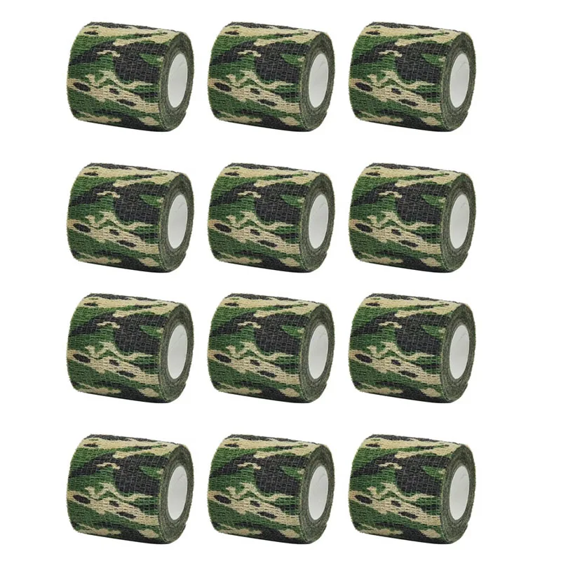 

6/12/24/48pcs 5*480cm Disposable Self-Adhesive Camouflage Bandage Tattoo Handle Grip Tube Wrapped Elbow Rod Sports Tape