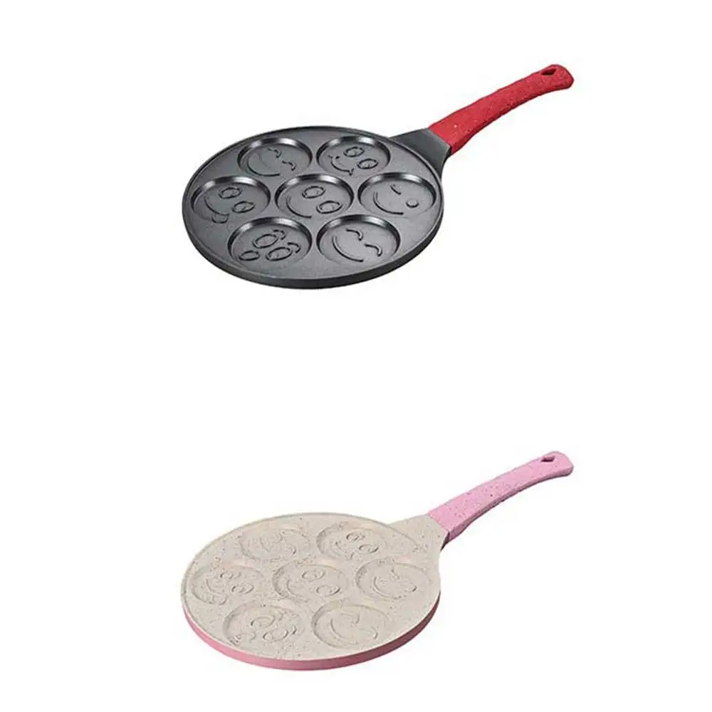 

26cm non-stick pan seven-hole waffle cartoon smiling face baking pan breakfast pancake pan omelet pancake pan