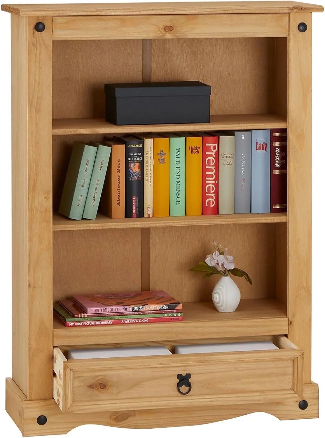 ملكي السالسا Bücherschrank Bücherregal Mexiko-Stil، كيفر ماسيف مهز، gewachst، 1 Schublade