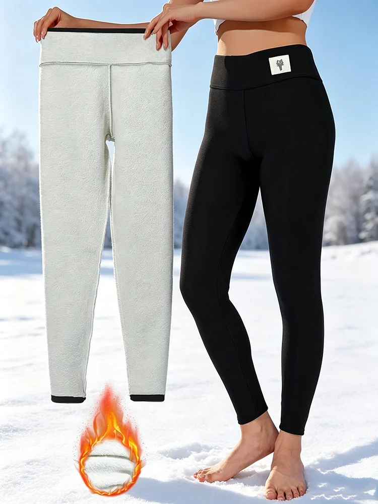 Winter Warm Fleece Women Leggings Velvet Thicken Lamb Cashmere Joggers Elastic Slim High Waist Thermal Prevent Cold Tights