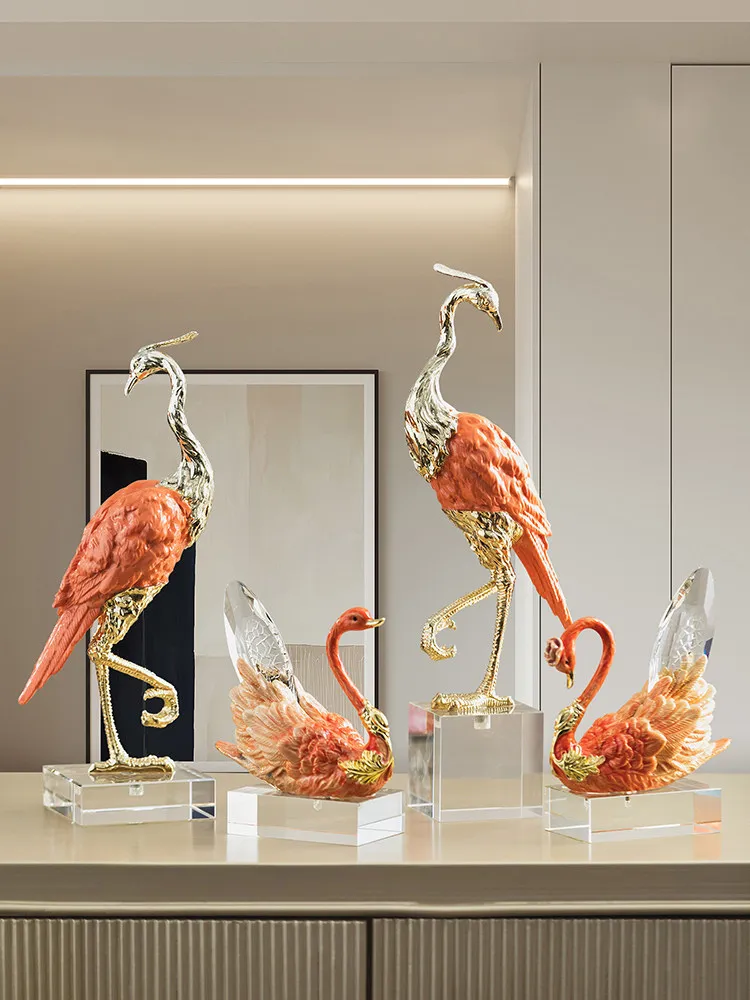 Light luxury living room desktop swan crystal ornament niche wine cabinet soft decoration entrance office housewarming home deco