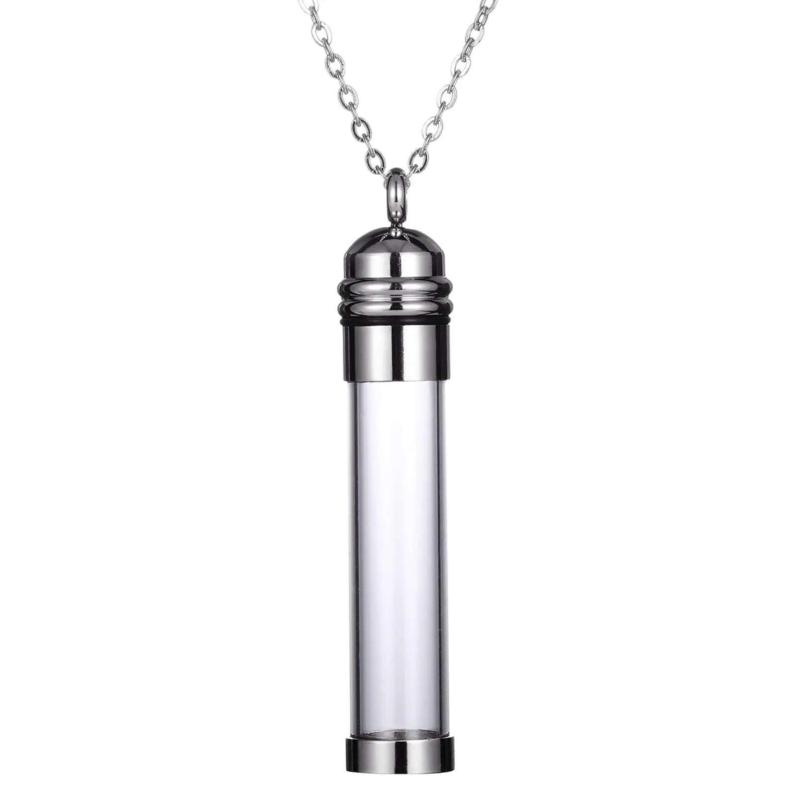 Clear Urn Necklace Cremation Ashes Jewelry Cylinder Locket Scent Container Waterproof Memorial Gift